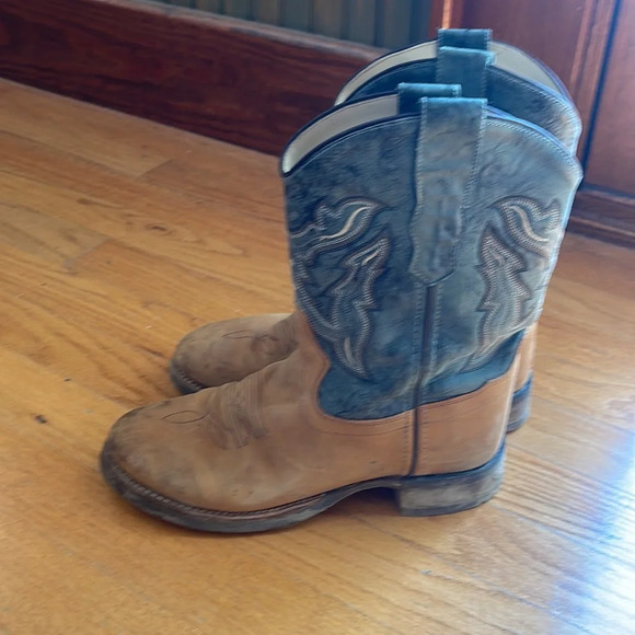 Old West boys green and tan boots size 4.5D - Picture 4 of 7